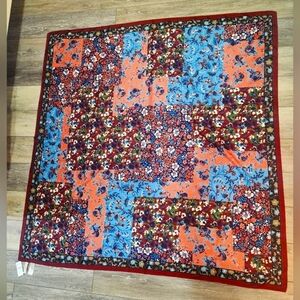 Loft Outlet Floral Square Scarf Maroon Pink And Blue Colors